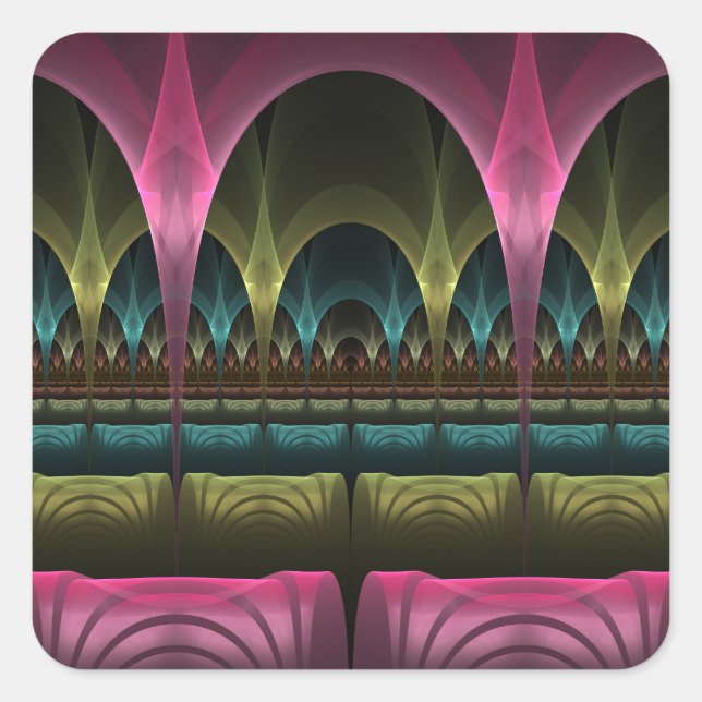 Pegatina Cuadrada Patrón de fantasía especial Resumen Fractal colori (Anverso)