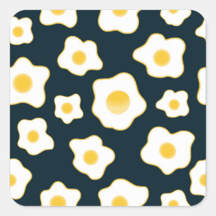 Pegatina Cuadrada Patrón de flor de huevos fritos