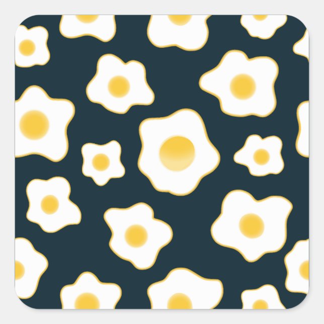 Pegatina Cuadrada Patrón de flor de huevos fritos (Anverso)