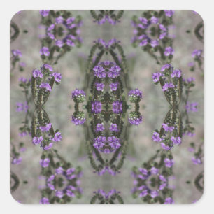 Pegatina Cuadrada Patrón de flores silvestres de salina púrpura