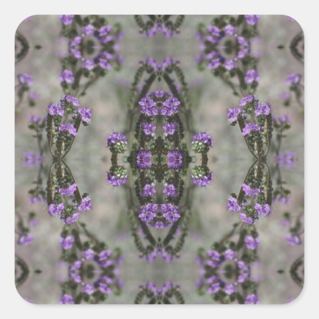 Pegatina Cuadrada Patrón de flores silvestres de salina púrpura (Anverso)