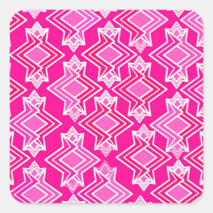 Pegatina Cuadrada Patrón de fondo Art Deco, rosa fucsia