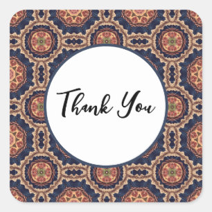 Pegatina Cuadrada Patrón de formas flor y estrella - Gracias