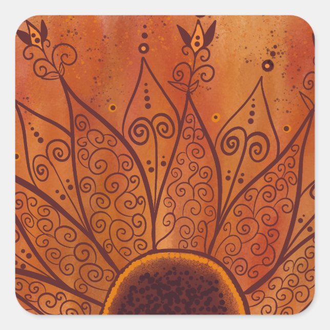 Pegatina Cuadrada Patrón de girasol abstracto (Anverso)