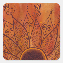 Pegatina Cuadrada Patrón de girasol abstracto