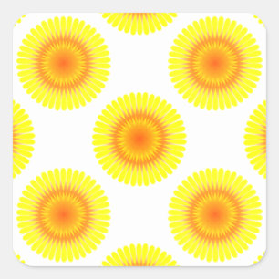 Pegatina Cuadrada Patrón de girasol personalizado