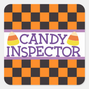 Pegatina Cuadrada Patrón de Halloween de tablero de damas "Inspector