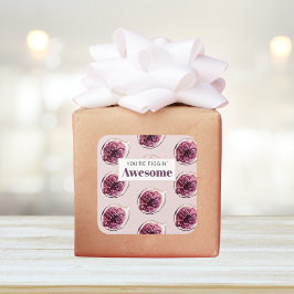 Pegatina Cuadrada Patrón de higo morado moderno y estás peleando. In