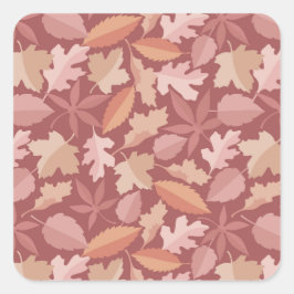 Pegatina Cuadrada Patrón de hojas de Marsala