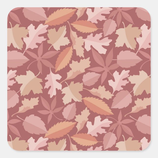Pegatina Cuadrada Patrón de hojas de Marsala (Anverso)