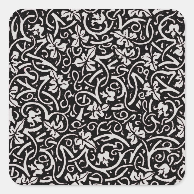 Pegatina Cuadrada Patrón de hojas de vino de William Morris Grapevin (Anverso)