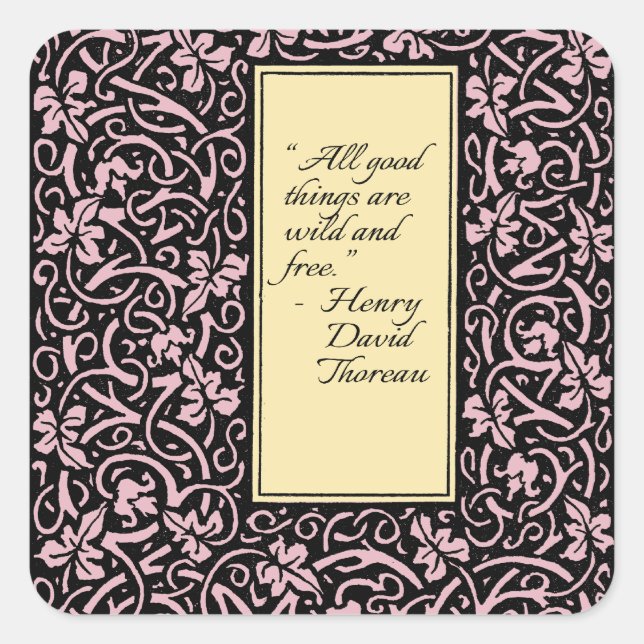 Pegatina Cuadrada Patrón de hojas de vino de William Morris Grapevin (Anverso)