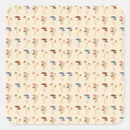 Pegatina Cuadrada Patrón de hongos