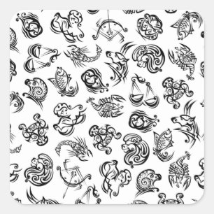 Pegatina Cuadrada Patrón de horoscopio de astrología zodiaca