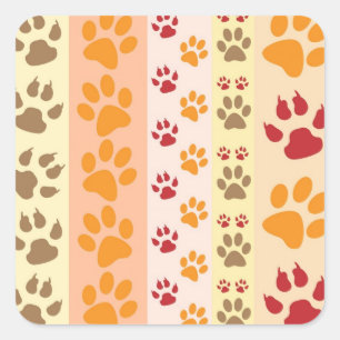 Pegatina Cuadrada Patrón de huellas de animales en colores naturales