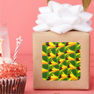 Pegatina Cuadrada Patrón de ilimidades amarillas
