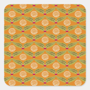 Pegatina Cuadrada Patrón de Ilustracion tradicional indio.