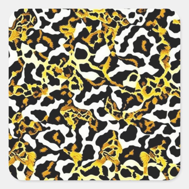 Pegatina Cuadrada Patrón de impresión de leopardo y cebra (Anverso)