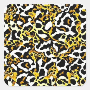 Pegatina Cuadrada Patrón de impresión de leopardo y cebra