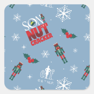 Pegatina Cuadrada Patrón de invierno Elf "Hijo de un Nutcracker"
