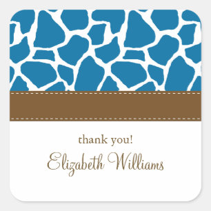 Pegatina Cuadrada Patrón de jirafa azul brillante