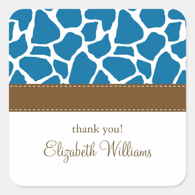 Pegatina Cuadrada Patrón de jirafa azul brillante (Anverso)