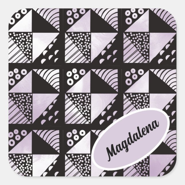 Pegatina Cuadrada Patrón de la calidad de los platos rotos (Anverso)