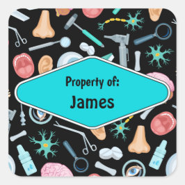 Pegatina Cuadrada Patrón de laboratorio de ciencias coloridas en la 