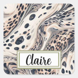 Pegatina Cuadrada Patrón de leopardo de mármol personalizado