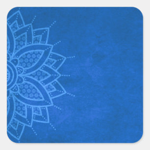 Pegatina Cuadrada Patrón de manala azul