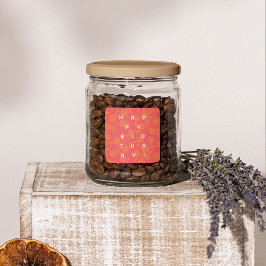 Pegatina Cuadrada Patrón de mandarina de cumpleaños