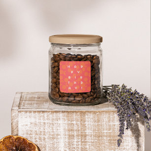 Pegatina Cuadrada Patrón de mandarina de cumpleaños