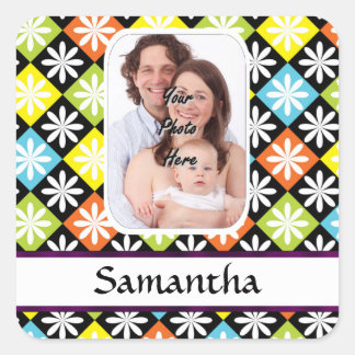 Pegatina Cuadrada Patrón de margarita de Argyle