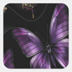 Pegatina Cuadrada Patrón de mariposa de ensueño
