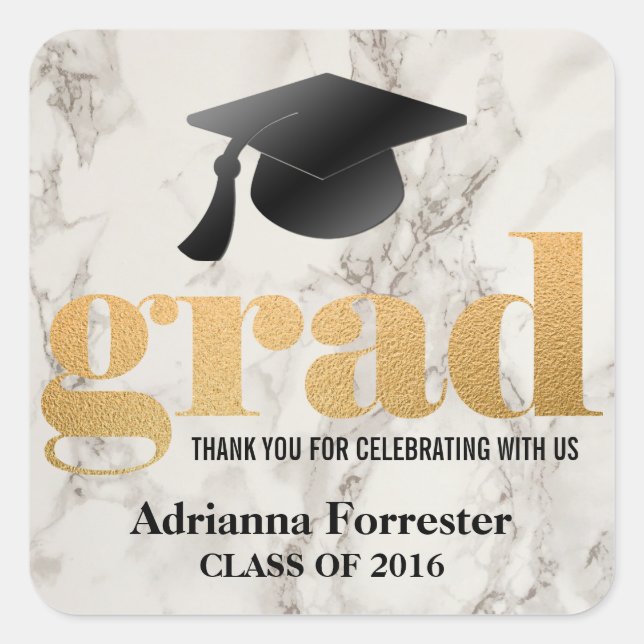 Pegatina Cuadrada Patrón de Mármol de Relieve metalizado dorado fals (Anverso)