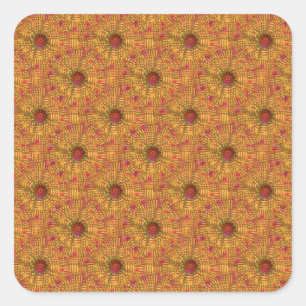 Pegatina Cuadrada Patrón de mosaico circular de Naranja dorado