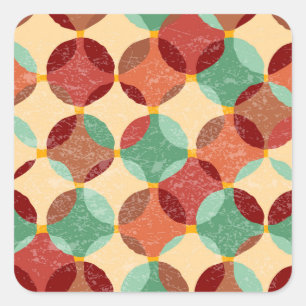 Pegatina Cuadrada Patrón de mosaico circular, ilustracion geométrico