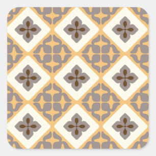 Pegatina Cuadrada Patrón de mosaico floral marroquí Apricot Mauve