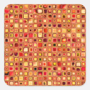 Pegatina Cuadrada Patrón de mosaico texturizado de 'Terracota' naran