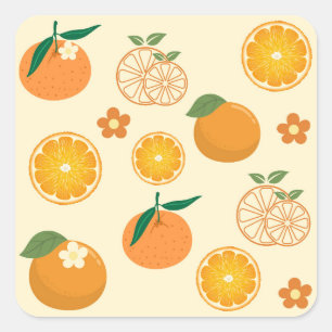 Pegatina Cuadrada Patrón de Naranjas