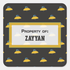 Pegatina Cuadrada Patrón de nave espacial en el espacio ultraterrest