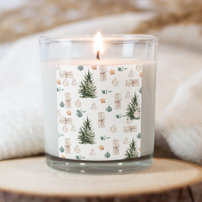Pegatina Cuadrada Patrón de Navidades de moda | Acuarela (Subido por el creador)