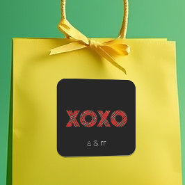 Pegatina Cuadrada Patrón de Navidades tartán rojo