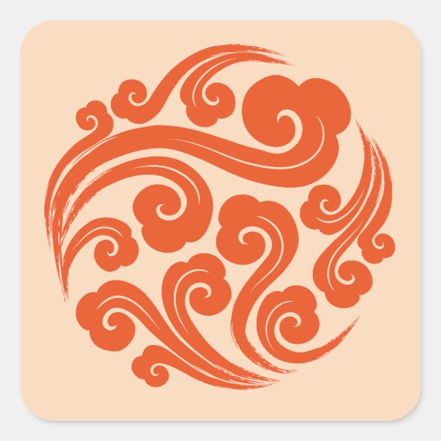 Pegatina Cuadrada patrón de nube auspicioso chino tradicional (Anverso)