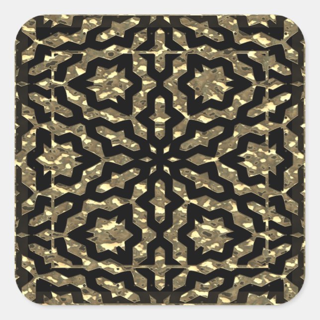 Pegatina Cuadrada Patrón de nuggets dorados (Anverso)