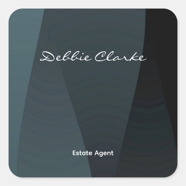 Pegatina Cuadrada Patrón de ondas de gradiente gris azul (Anverso)