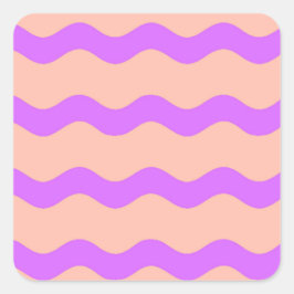 Pegatina Cuadrada Patrón de ondas rosadas y violetas