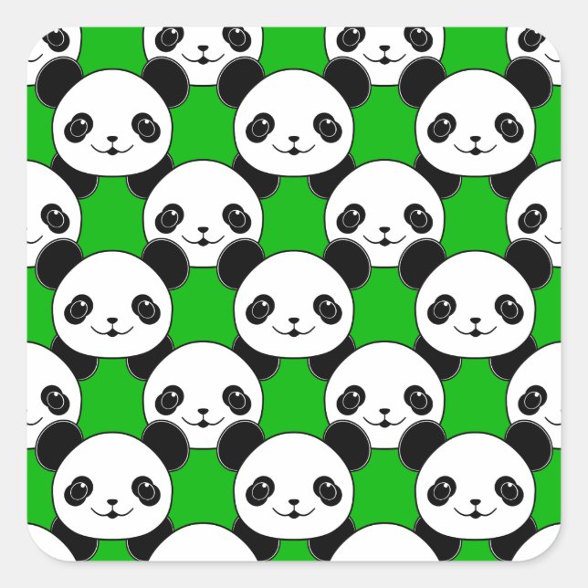 Pegatina Cuadrada Patrón de oso Kawaii Panda (Anverso)