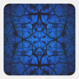 Pegatina Cuadrada Patrón de pared craqueada azul