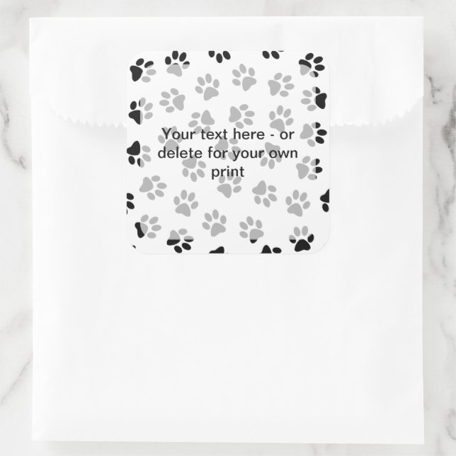 Pegatina Cuadrada Patrón De Patas, Patas De Perro, Patas De Gatos, P (Bolso)